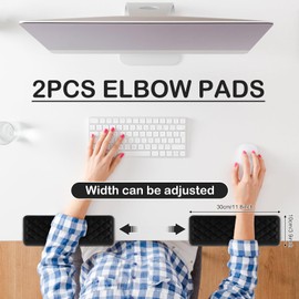 2 Pcs L-Shaped Desk Elbow Pad for Desk, Ergonomic Keyboard Wrist Rest Pad Set, Memory Foam Elbow Support Padding with Non-Slip, Desk Edge Cushion for Computer Office Home (11.8 x 3.9 inch)