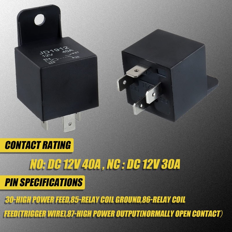 EPLZON JD1912 Relay 4 Pin 40A 12V SPST Car Truck