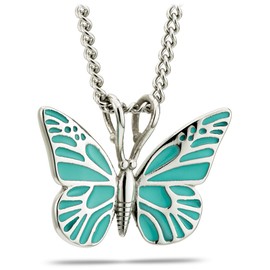 Shields of Strength Women’s Stainless Steel Aqua Butterfly Necklace Pendant Chain 2 Corinthians 5:17 Bible Verse Christian Jewelry Faith Gift Religious