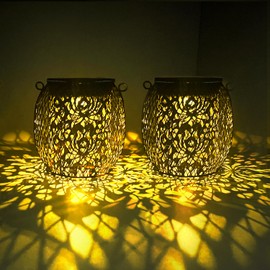 Solar Lanterns Outdoor Hanging Lights: IP65 Waterproof Rose Solars Lantern Decorative for Pathway Patio Walkway Garden Gifts