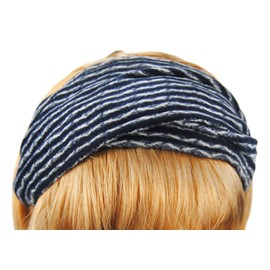 axy® HB6 Yoga Headband Hairband (Dark Blue with White Stripes)