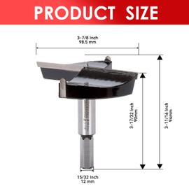 Mollom 3-7/8" (98.5mm) Forstner Drill Bit for Precise Woodworking with Durable YG8 Carbide Thickness of 2.0mm,This Hinge Cutter Tool is Ideal for Hard Wood, Plastic, Plywood