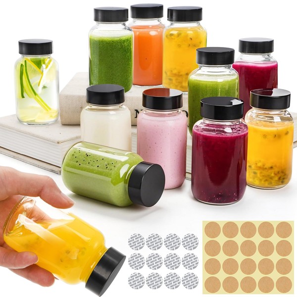 Kingrol 12 Pack 4 oz Glass Ginger Shot Bottles with
