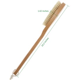 Bath Body Brush Long Handle Wooden Shower Brush with Natural Bristles