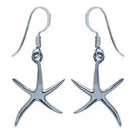 Silvershake 925 Sterling Silver Starfish Dangle Hook Earrings