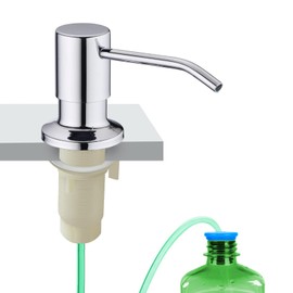 Dish Soap Dispenser for Kitchen Sink, Built in Sink Soap Dispenser Chrome, Countertop Soap Dispenser Stainless Steel Pump with 47" Extension Tube kit, No Need to Fill Little Bottle Again
