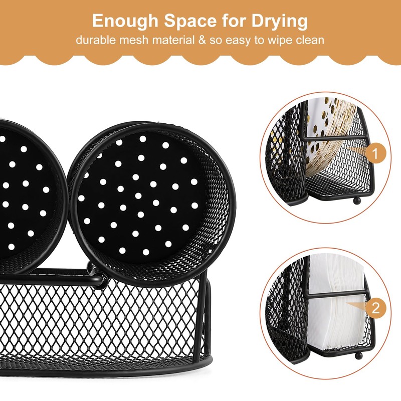 DTICON Metal Utensil Caddy Silverware Organizer, Paper Plate Holder Cutlery