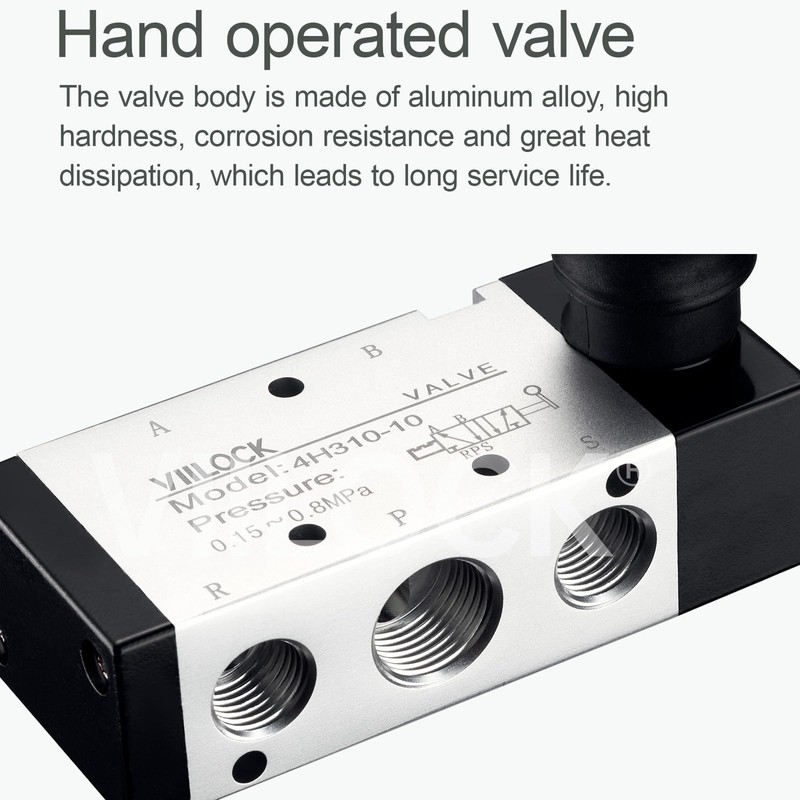 VIILOCK Pneumatic Air Hand Lever Valve, 5 Way 2 Position