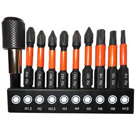 Magnetic Screwdriver Drill Bit Set 10PCS, Impact Torx Phillips PoziDriv Screwdriver Bits S2 Steel 1/4 Hex Shank with 60 mm Extension Quick Release Chunk.
