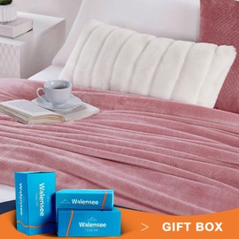 Walensee Fleece Blanket Plush Throw Fuzzy Lightweight (Throw Size 50x60 Blush) Super Soft Microfiber Flannel Blankets for Couch, Bed, Sofa Ultra Luxurious Warm and Cozy for All Seasons