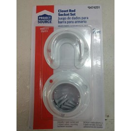 Project Source Closet Rod Socket Set White Fits 1 5/16” Diameter Rod #0474251 New