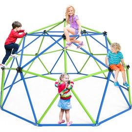GIKPAL Climbing Dome, 10FT Dome Climber for Kids 3 to 10 Outdoor Play Equipment, Supports Up to 1000lbs Jungle Gym, Anti-Rust, Easy Assembly, Gift for Kids, Blue+Green