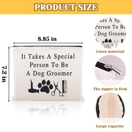 Dog Groomer Gifts for Women Travel Cosmetic Makeup Bag Grooming Bag for Dog Groomers Pet Hairdresser Hair Stylist Appreciation Gifts for Women Funny Christmas Birthday Gift for Pet Groomer