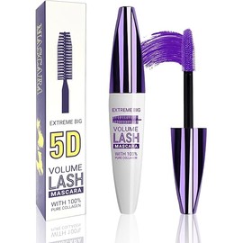 5D Purple Mascara Volume and Length,1Pcs Waterproof Smudge-Proof Color Mascara for Eyelashes,Volumizing Curling Defining Eye Lashes, Longlasting Fiber Colored rimel de pestañas for Women Eye Makeup
