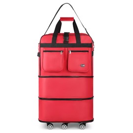 New York XPress 40'' Collapsible Travel Suitcase with Wheels - Waterproof Suitcase-Resistant Expandable#Red