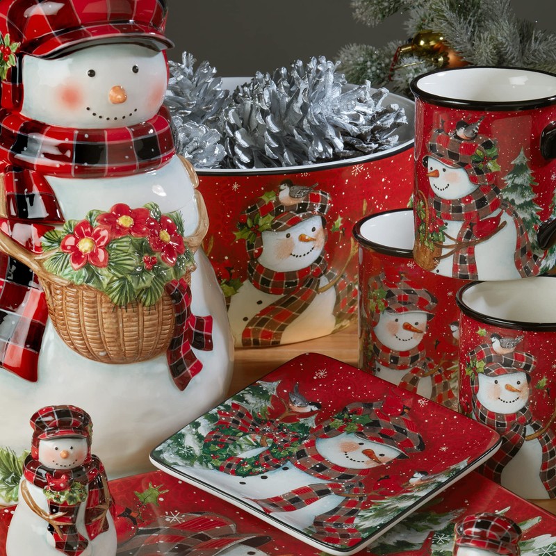 Certified International Christmas Lodge Snowman 11" Dinner Plates, Large, Multicolor,