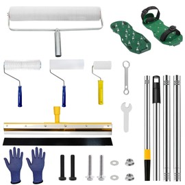 BERXOL Self-Levelling Cement Tool Kit, Epoxy Floor kit, Spike Roller for Self Leveling, Spike Shoes, Adjustable Extension Pole, Stainless Steel Scraper, Floor Leveling Tools