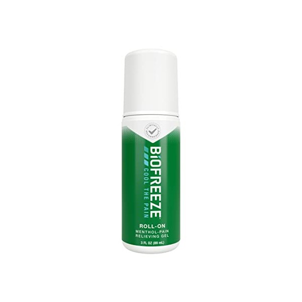 Biofreeze Roll-On Pain-Relieving Gel 3 FL OZ, Green Topical Pain Reliever For Muscles And Joints From Arthritis, Backache, Strains, Bruises, & Sprains (Package May Vary)