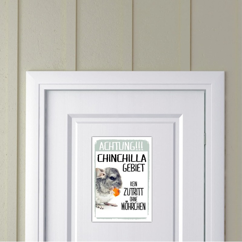Achtung Chinchilla Kein Zutritt Sign Funny with Saying Door Sign