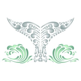 Whale Tail Stencil - 25.5 x 15 cm (L) - Reusable Tribal Ethno Maori Orca Blue Whale Wall Stencil Template