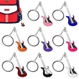 Keboyoe 8 Pieces Guitar Keychains Metal Rock Electric Guitar Musical Instrument Keychains for Men and Women (8 Colors: Orange, Red, Purple, Pink, Blue, Black, White), Orange, red, purple, pink, blue,