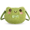 Ptwola Green Frog Crossbody Bag Cute Plush Animal Purse Backpack