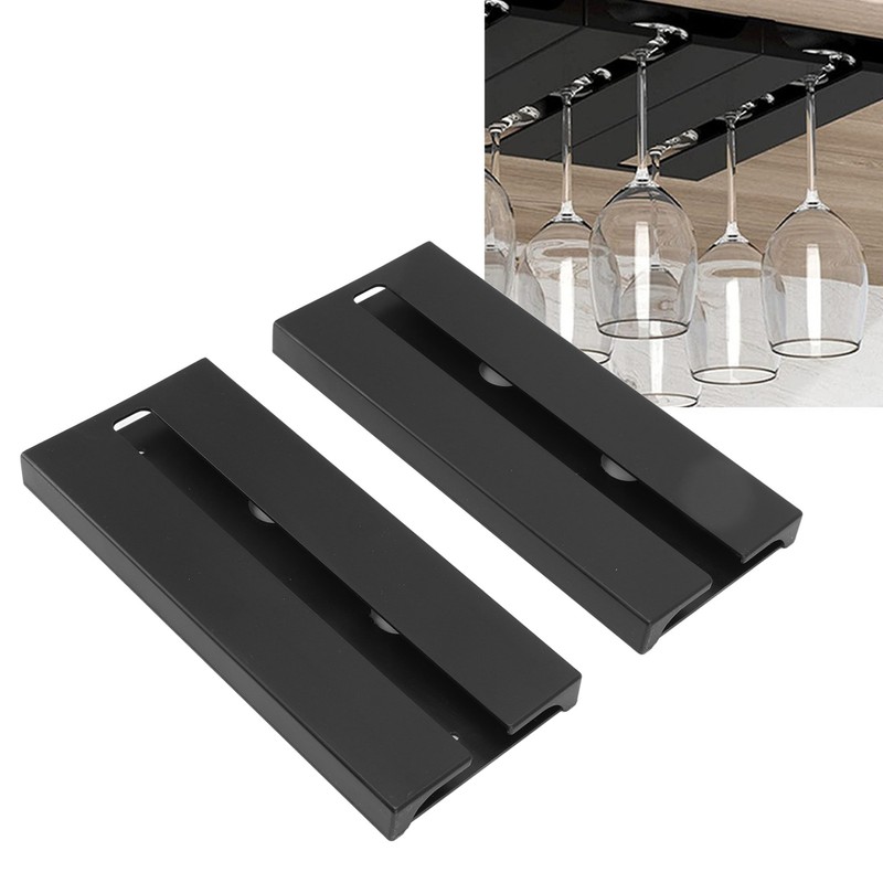 2Pcs Black Red Wine Glass Holder Self Adhesive Plastic Wine