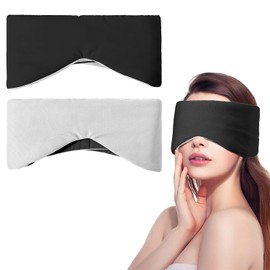 Antifaz para Dormir, Suave y Cómoda, Disponible a Doble Cara, Cubre Ojos para Dormir con Cierre Autoadherible, Eye Mask Sleep para Siestas, Viaje, Avión, Oficina, Relajación y Meditación(Negro)