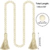 Sivya 58in Farmhouse Beads Wood Bead Garland with Tassels, Rustic