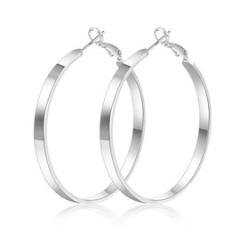ALEXCRAFT Thick Hoop Earrings, 925 Silver, Large Hoop Earrings, Women's Gift for Women, Girlfriend, Mum, Girls, Sterling Silver, No Gemstone
