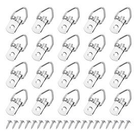 sourcing map 100Pcs D-Ring Picture Hangers with Screws, Single Hole Picture Hanging Hardware, Picture Hooks for Artwork Paintings Photos, Frame, Picture Hang Solutions Silver