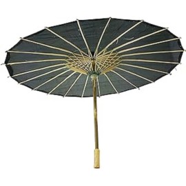 Unbranded 32" Black Nylon waterproof bamboo Oriental look umbrella parasol straight handle