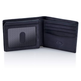 Stealth Mode Black Leather Bifold Wallet for Men With ID Window and RFID Blocking, One Size