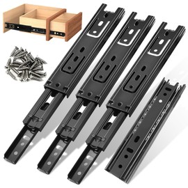 GZkushi Pack of 4 Drawer Runners, 150 mm - 290 mm, Heavy Duty Runners, Cold Rolled Steel Rails, Black Drawer Runners for Drawers with 24 Screws