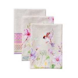 Maison d' Hermine Dish Towels 100% Cotton Kitchen Towels Absorbent Dishcloth for Home, Kitchen, Dining, Cocktail Parties & Camping, Magnolia Mornings - Spring/Summer (Set of 3)