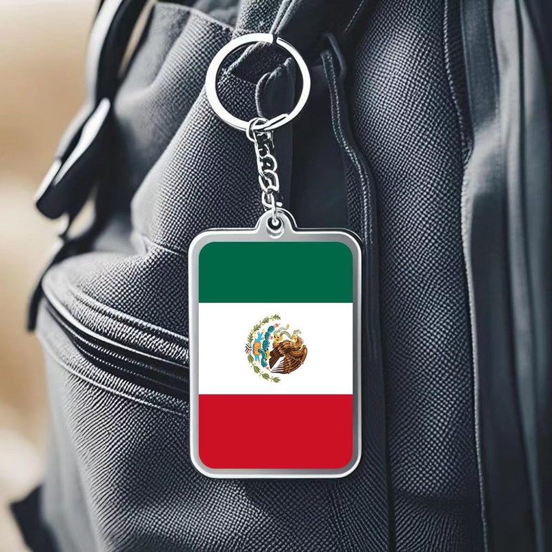 FHZJKJX Mexico Flag Keychain Mexican Key Ring-2 Pack