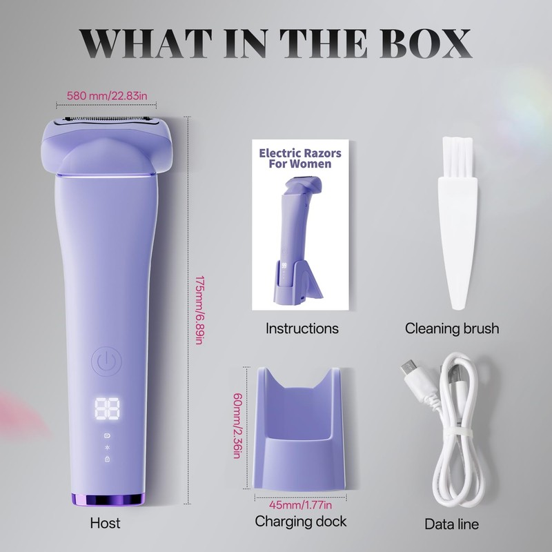 krofaue Electric Razors for Women - Waterproof Bikini Trimmer with