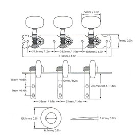 Guitar Tuning Pegs, Tuning Machine Heads 3R 3L Double Hole Tuners for Folk Acoustic Classical Guitars