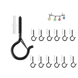 LORJE 12 Pack Screw Hooks for Outdoor String Lights, Q Hanger String Light Hook,Outdoor Hooks for Light Eye Hooks Screw in Cup Hooks Ceiling Hooks with Safety Buckles Q-Hanger Hooks