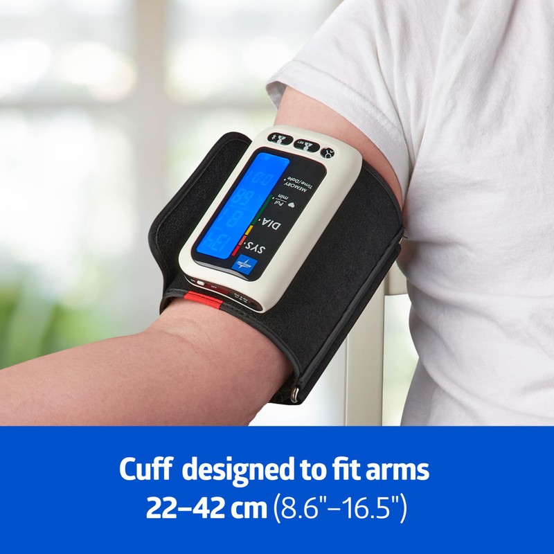 Medline Bluetooth Blood Pressure Monitor, Attached Universal Upper Arm Cuff,