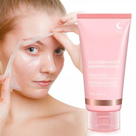 Maani Essence Collagen Night Wrapping Mask, Overnight Peel Off Hydrolyzed Collagen Facial Mask