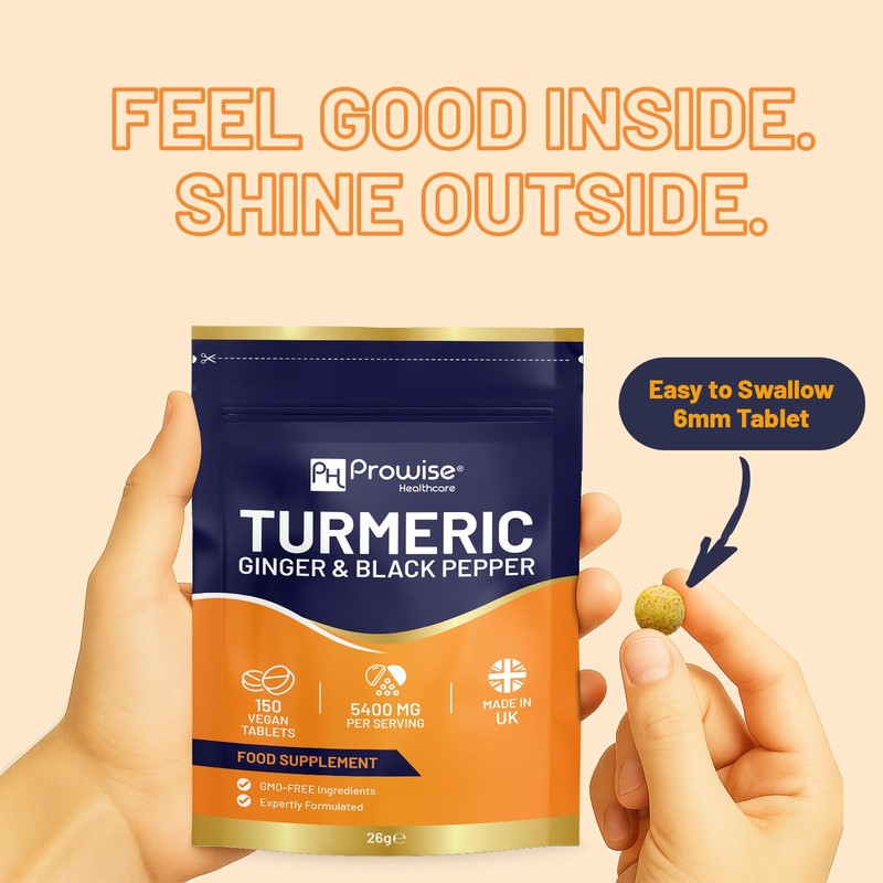 Turmeric Tablets 5400mg with Black Pepper, Ginger - High Strength