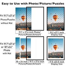 JCJMY 19.7x27.6 Puzzles Frame for 50x70 cm Puzzles Poster Photo Picture, Display 18x24 with Mat or 19.7 x 27.6 without, Wall Hanging 19.7 by 27.6 inch 1000 Pieces Puzzles Frame, Black