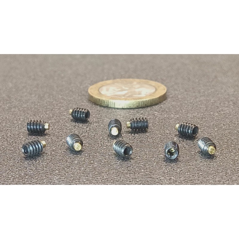 Kmac Alloy Steel Set Screws, Brass Tip, 6-32 x 3/16"