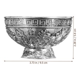 HOLIDYOYO Altar Water Bowl Silver Offering Bowl Buddhist Altar Incense Burner Treasure Basin Tibetan Buddha Offering Cup