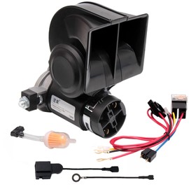 FARBIN Snail Horn Air Horn Kit with Compressor Relay and Harness for 12V 125db Loud Car Horn Train Horn Toyota Vehicles (12V, Black Air Horn + Toyota Plug)