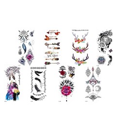 Deer Antlers Tattoo Horse Tattoo Feather Tattoo Moon Tattoo Lotus Flowers Tattoo Temporary Tattoo Fake Tattoos 8 Sheets Set Fantasy 8