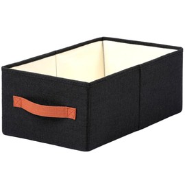 ALYER Collapsible Fabric Storage Organizer with Handles,Shelf Bins Box Container for Bedroom Office Closet Babies Nursery Toys Books Clothes (Black, 16.2" x 9.5" x 6.7")