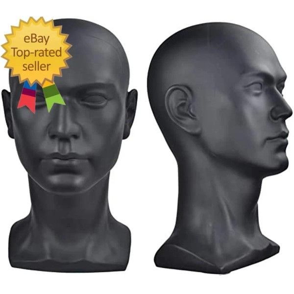Unbranded PVC Mannequin Head Black Male Manikin Dummy Stand Model