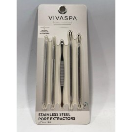 VIVASPA NEW VIVASPA Beauty Redefined 5pc SS Blackhead & Whitehead Pore Extractor Kit